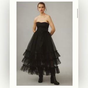 TWO dresses in ONE!Anthropologie Pilcro Strapless Tulle lace midi dress